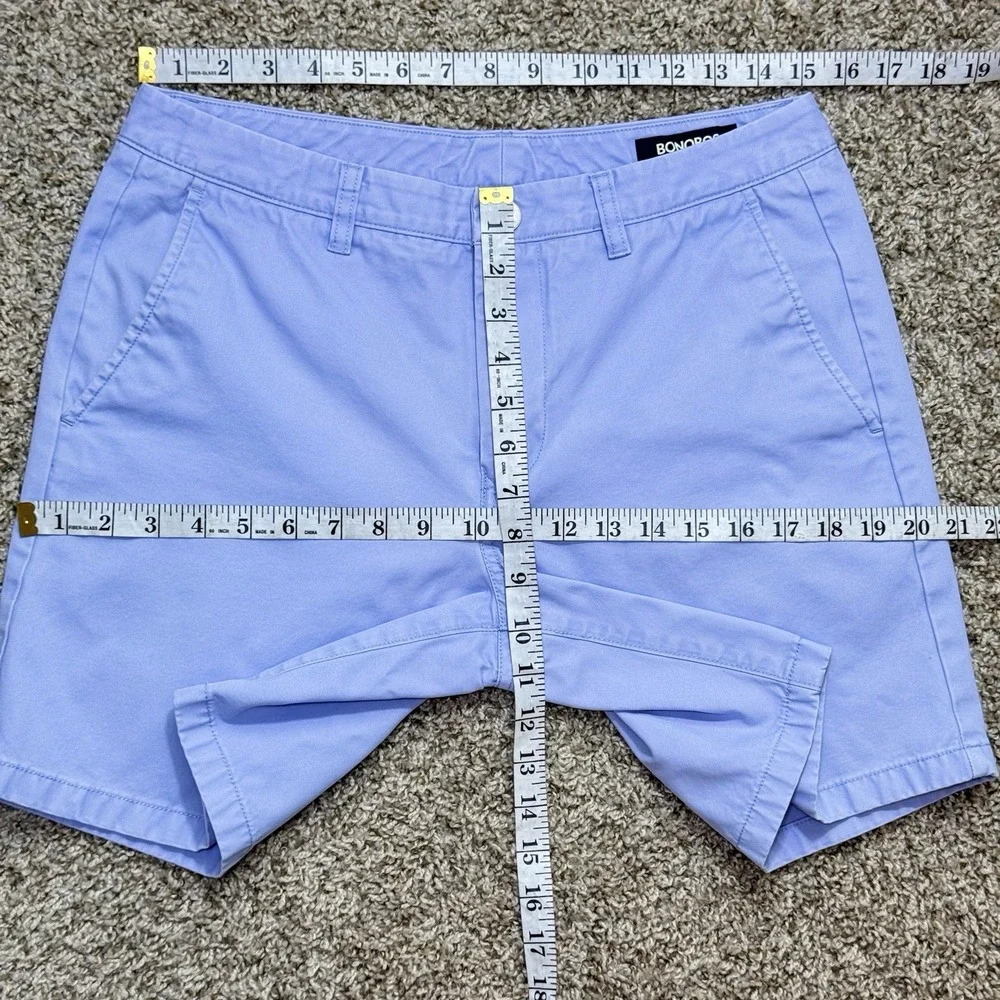 Bonobos Mens 31 Blue Washed Chino Shorts 7 Inch Inseam Cotton Casual Flat Front